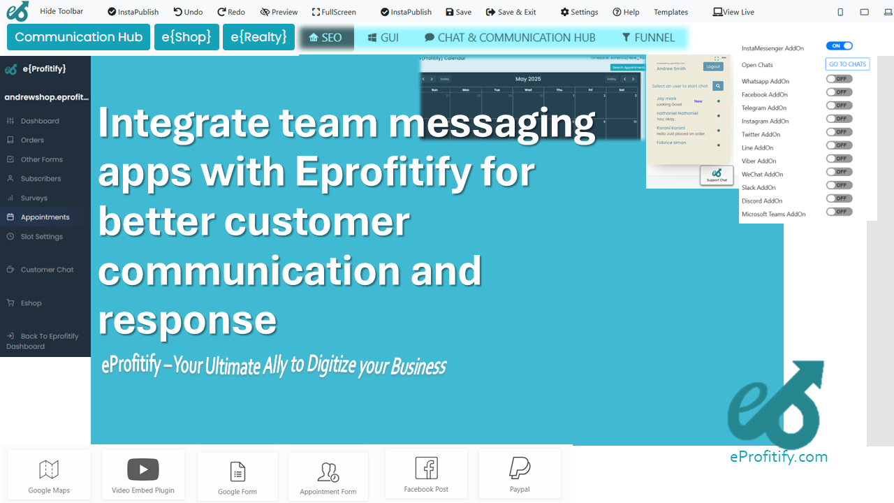 Integrate team messaging apps with Eprofitify for better customer communication and response
